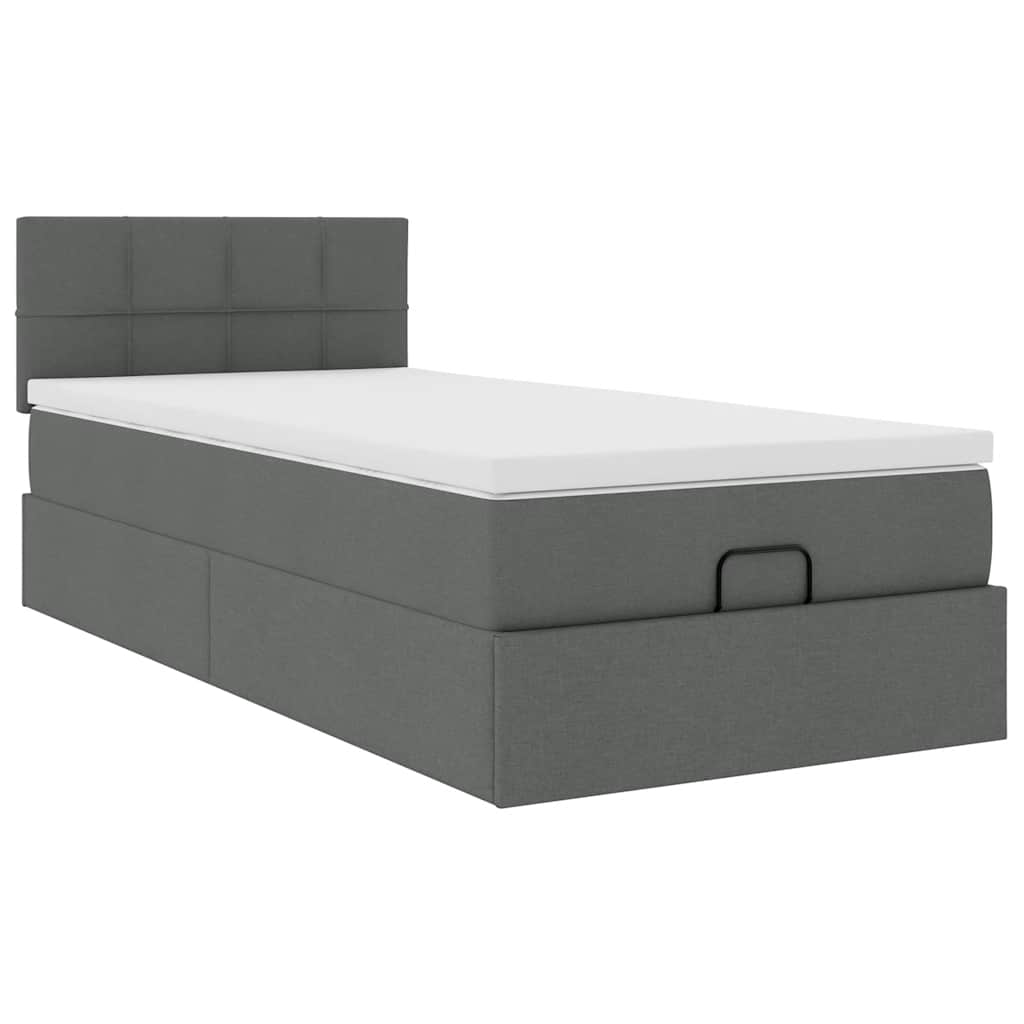 vidaXL Bed met matras 90x200 cm stof donkergrijs grijs, foto 4