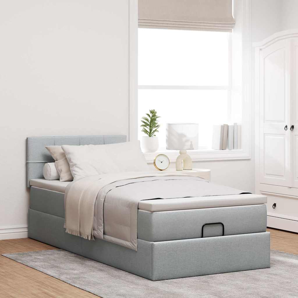 vidaXL Bed met matras 100x200 cm stof lichtgrijs afbeelding