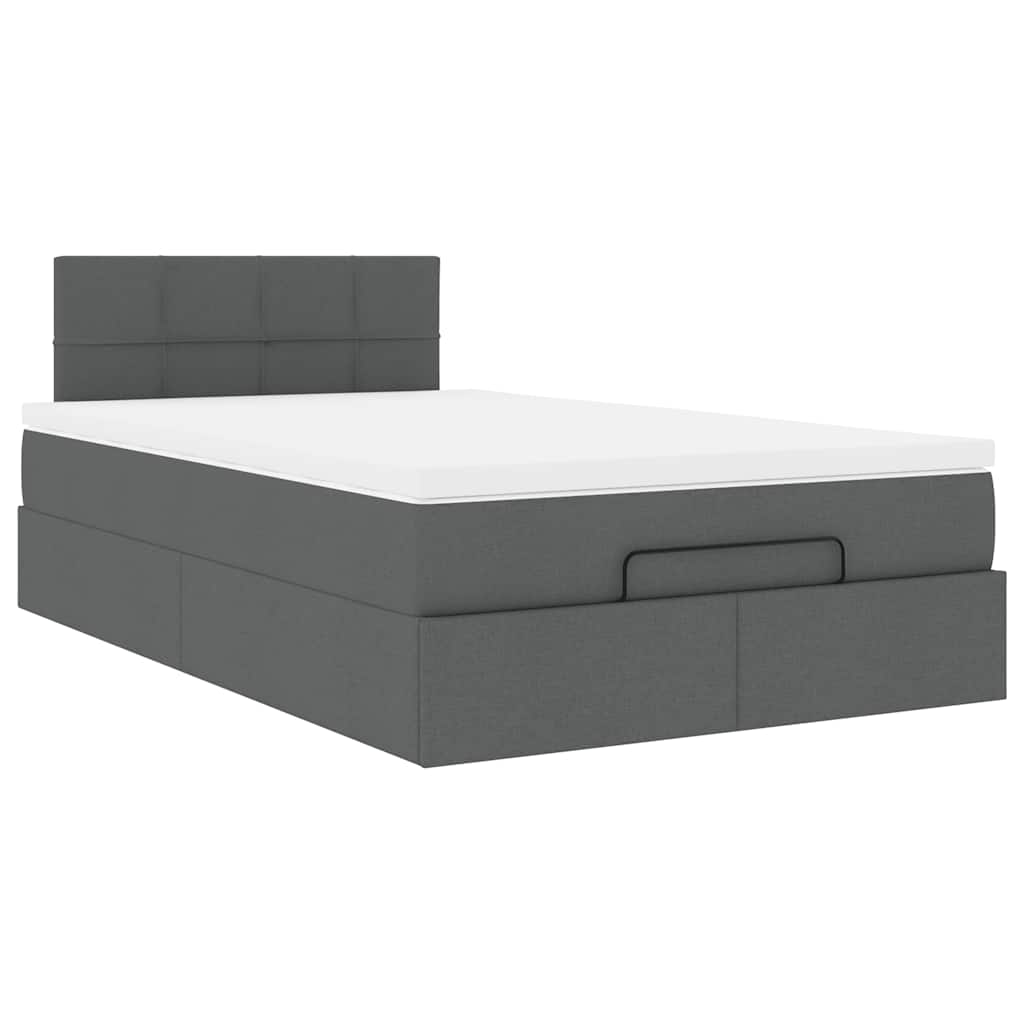 vidaXL Bed met matras 120x190 cm stof donkergrijs grijs, foto 4