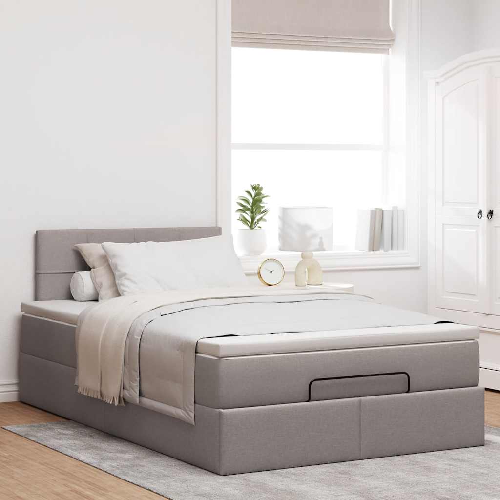Osmanský rám postele s matrací taupe 120x190cm textil - obrázek 3