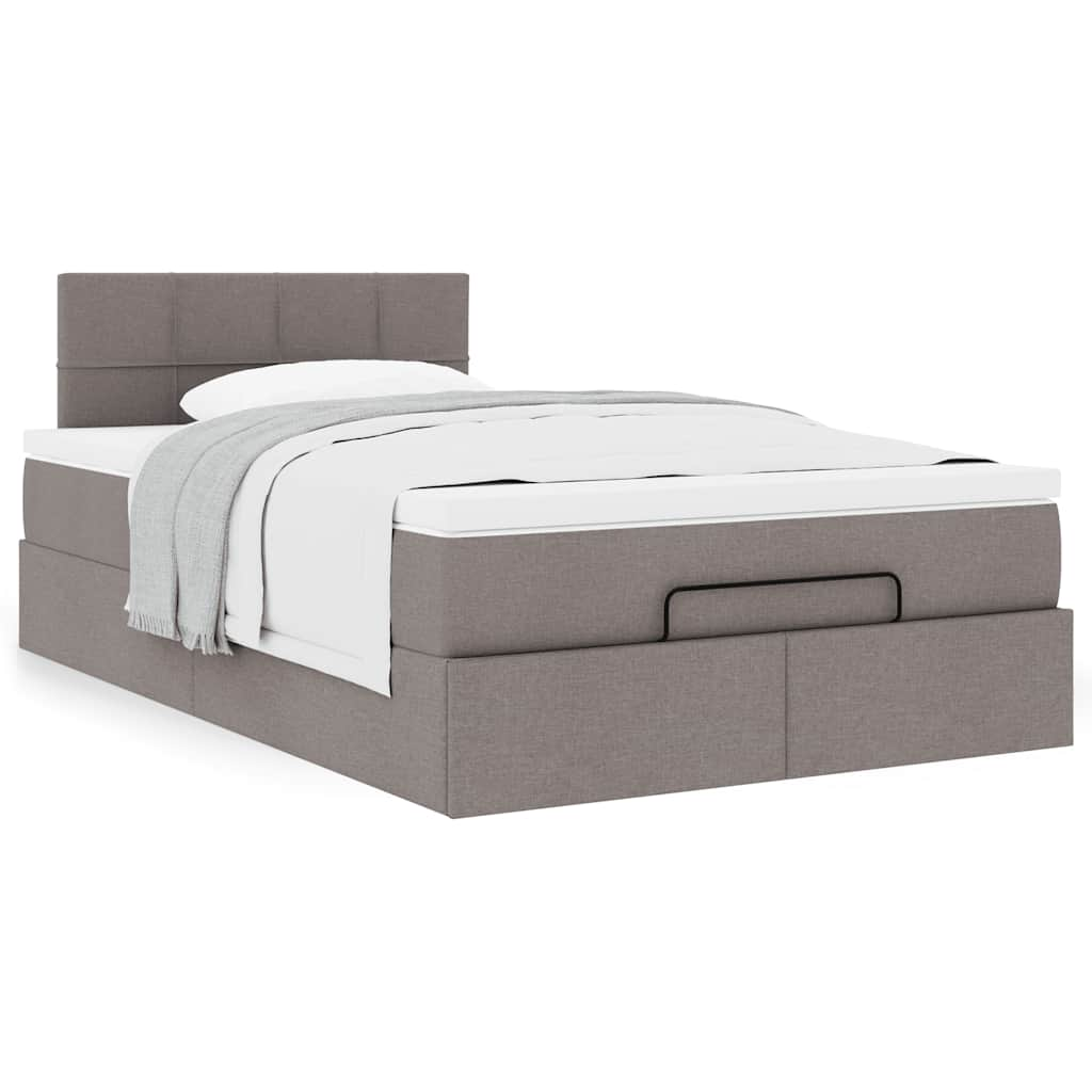 Ottoman-Bett mit Matratze Taupe 120×190 cm Stoff