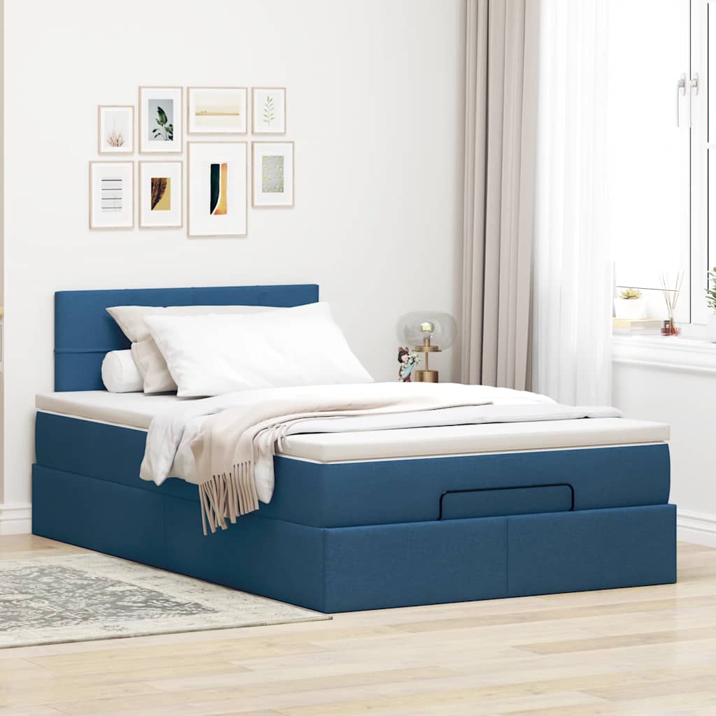 vidaXL Ottoman bed met matras 120x190 cm stof blauw, foto 2