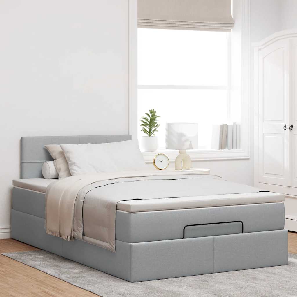 vidaXL Bed met matras 120x200 cm stof lichtgrijs afbeelding