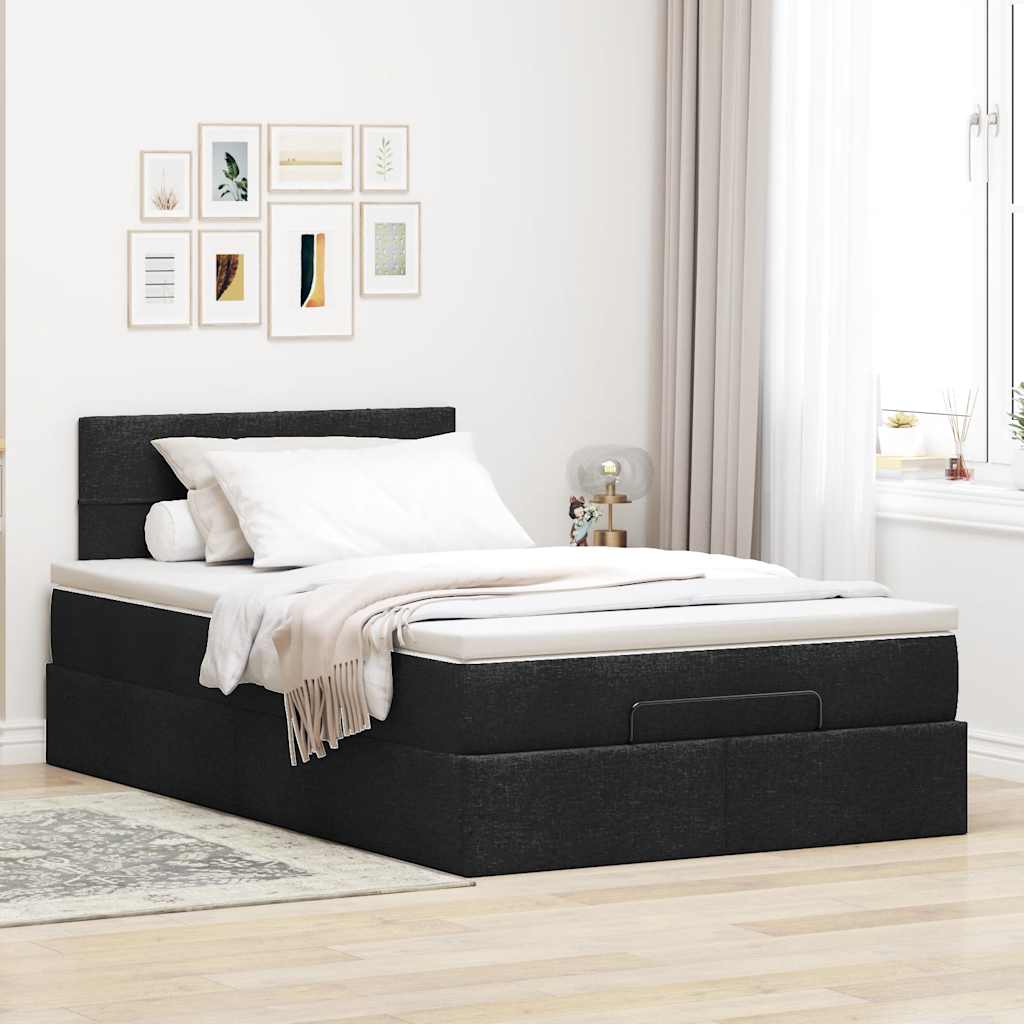 vidaXL Bed met matras 120x200 cm stof zwart afbeelding