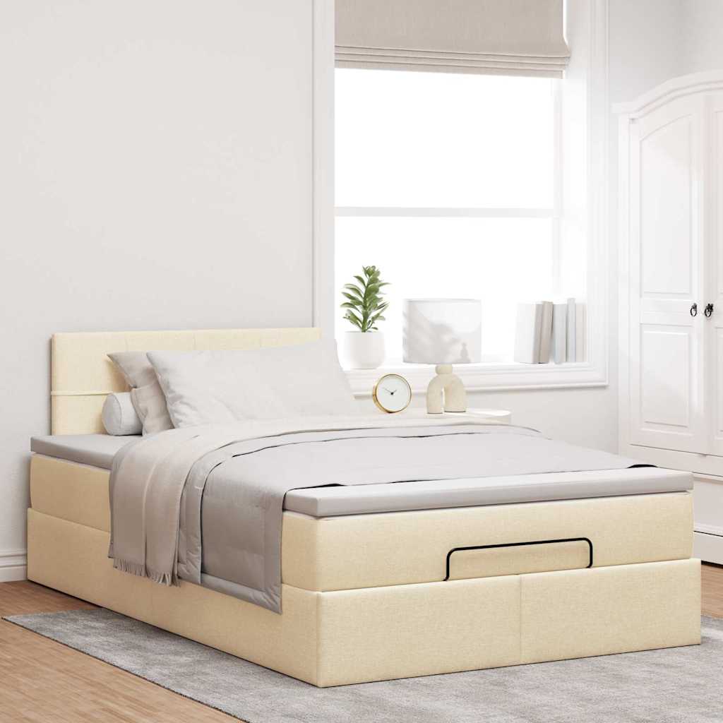 Thumbnail - vidaXL Ottoman-Bett mit Matratze Creme 120x200 cm Stoff