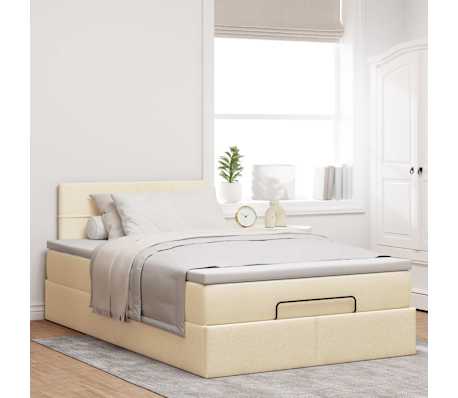 vidaXL Οθωμανικό κρεβάτι με στρώμα Cream 120x200cm ύφασμα