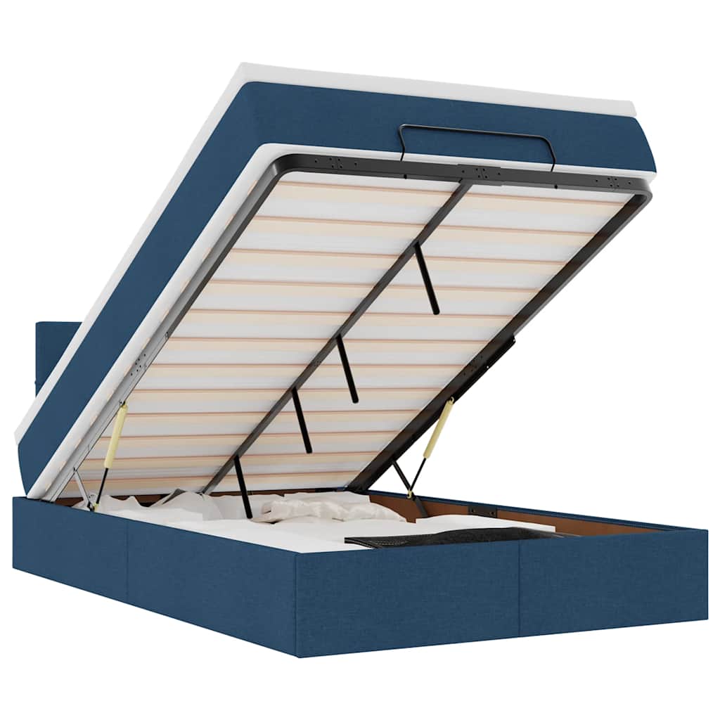 Thumbnail - vidaXL Ottoman-Bett mit Matratze Blau 120x200 cm Stoff