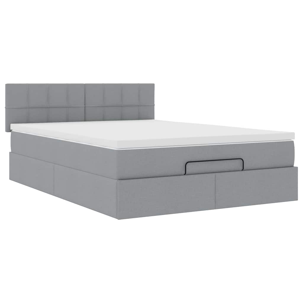 vidaXL Bed met matras 140x190 cm stof lichtgrijs grijs, foto 4