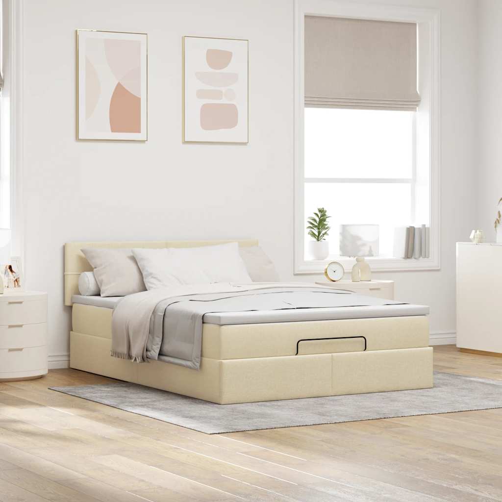 Thumbnail - vidaXL Ottoman-Bett mit Matratze Creme 140x190 cm Stoff