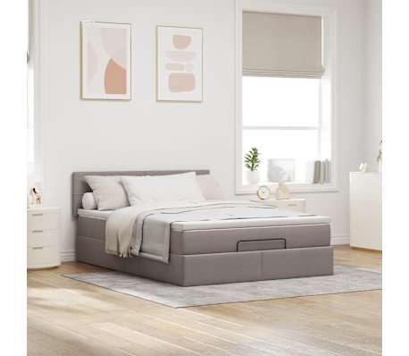 vidaXL Ottoman-Bett mit Matratze Taupe 140x200 cm Stoff