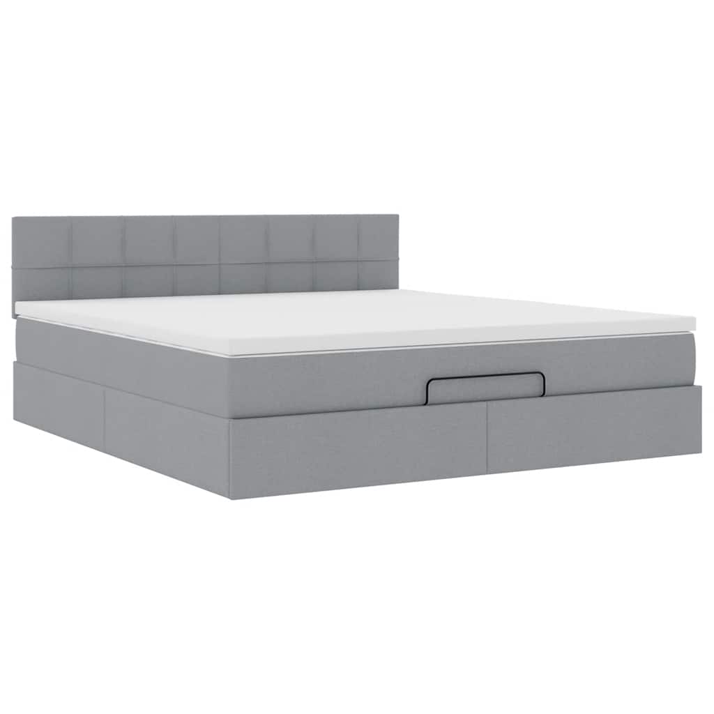 vidaXL Bed met matras 160x200 cm stof lichtgrijs grijs, foto 4