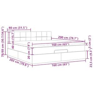 Osmanský rám postele s matrací tmavě šedá 160x200cm textil - obrázek 16