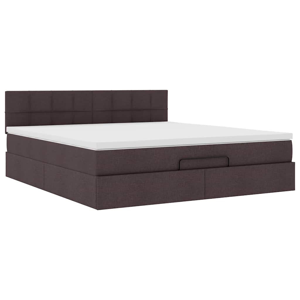 vidaXL Ottoman bed met matras 160x200cm stof donkerbruin bruin, foto 4