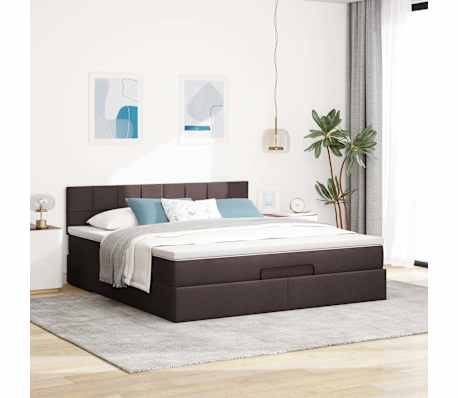 vidaXL Ottoman-Bett mit Matratze Dunkelbraun 160x200 cm Stoff