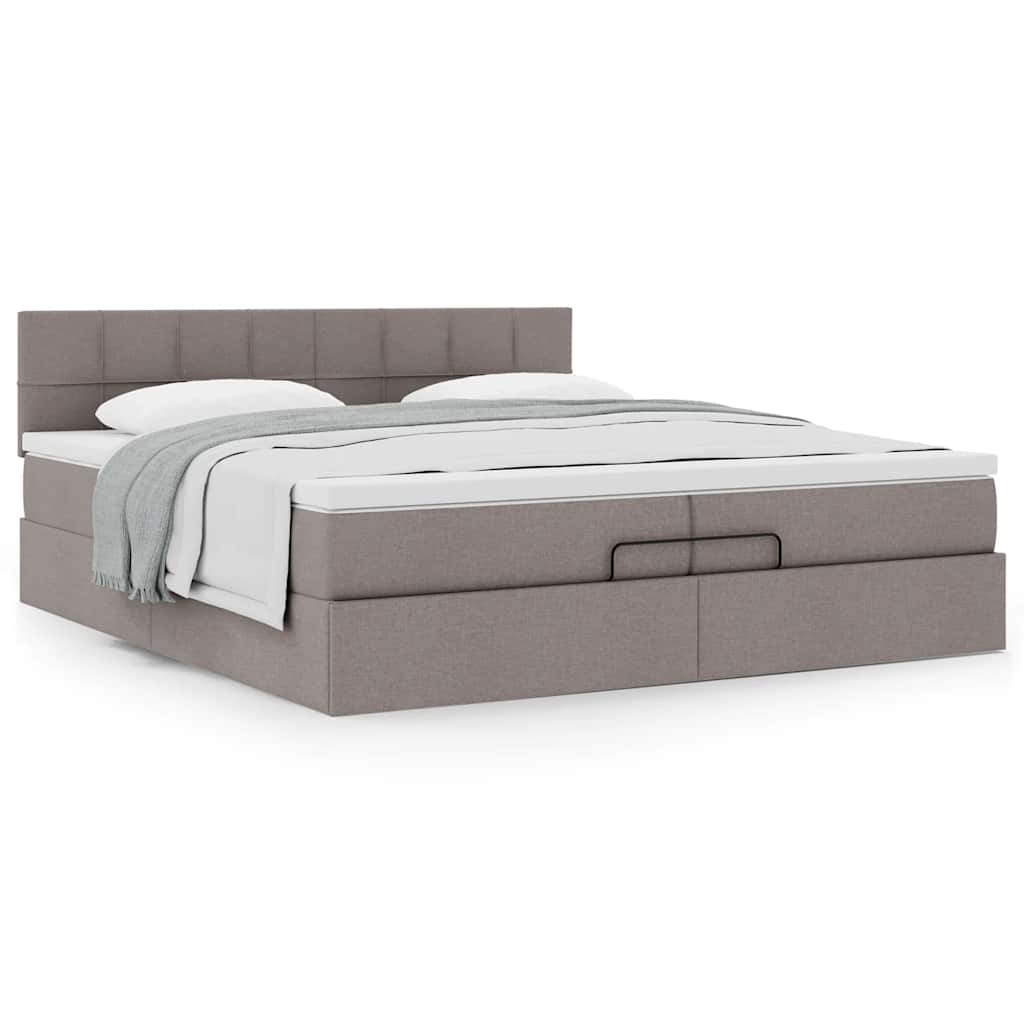 Ottoman-Bett mit Matratze Taupe 200×200 cm Stoff