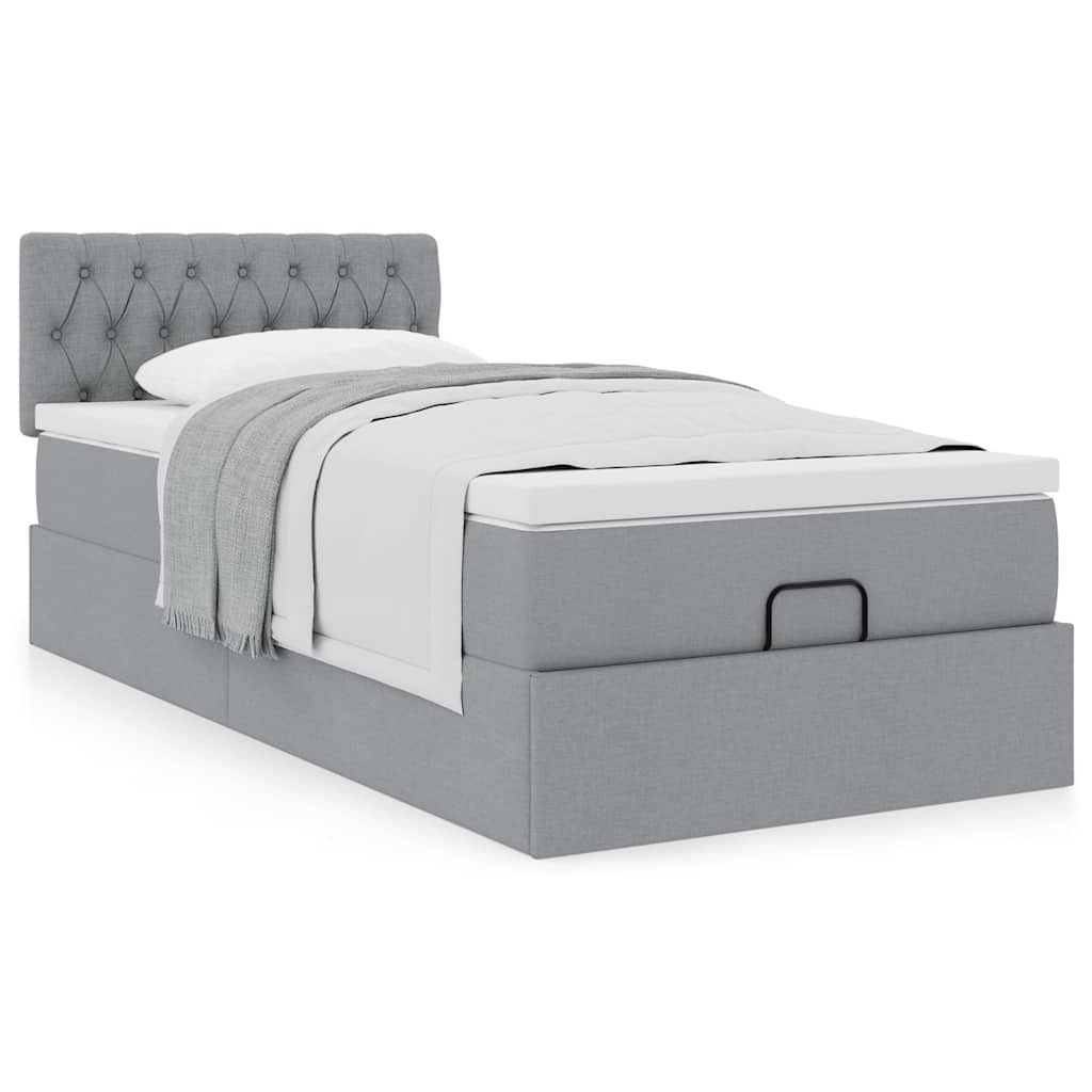 vidaXL Ottoman bed met matras 80x200cm stof lichtgrijs grijs, foto 4
