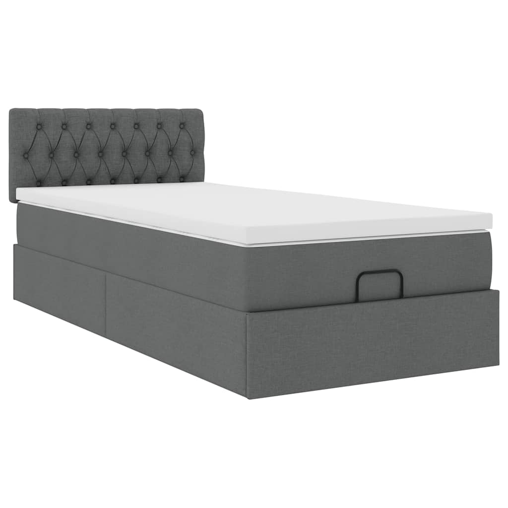 vidaXL Ottoman bed met matras 80x200cm stof donkergrijs grijs, foto 4