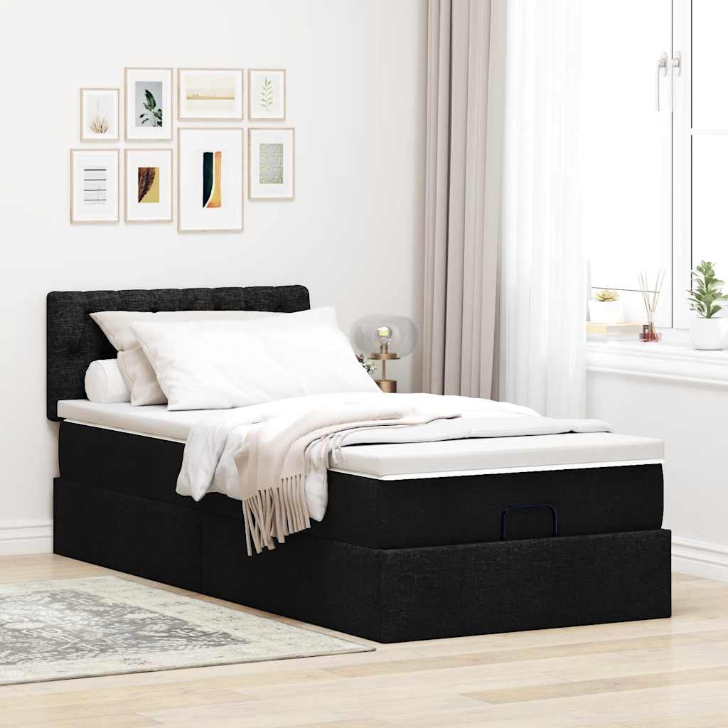 vidaXL Ottoman bed met matras 80x200cm stof zwart afbeelding