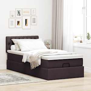 Osmanský rám postele s matrací tmavě šedá 80x200cm textil - obrázek 1
