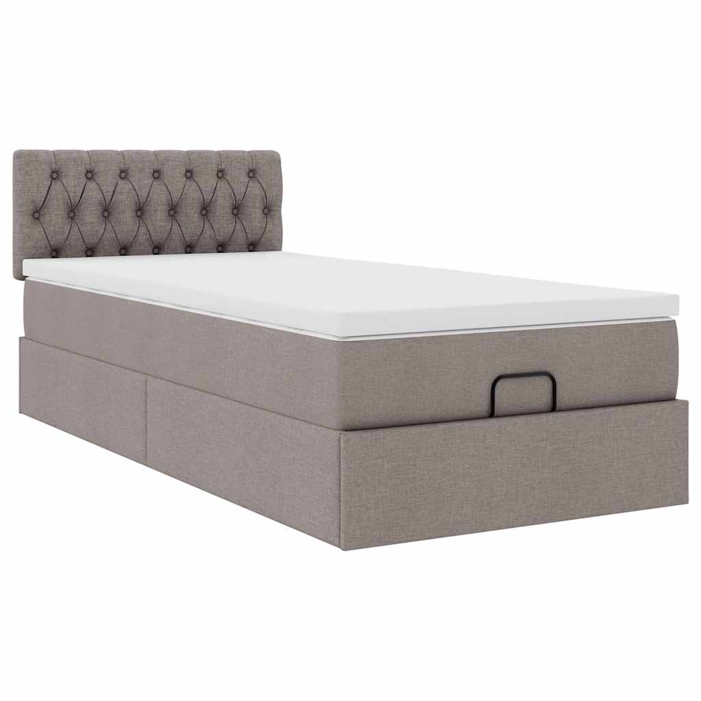 vidaXL Ottoman bed met matras 80x200cm stof taupe, foto 4