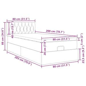Osmanský rám postele s matrací krémově 80x200cm textil - obrázek 16