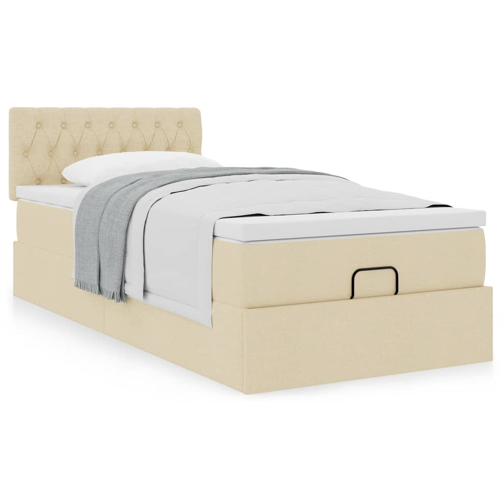 Ottoman-Bett mit Matratze Creme 80×200 cm Stoff