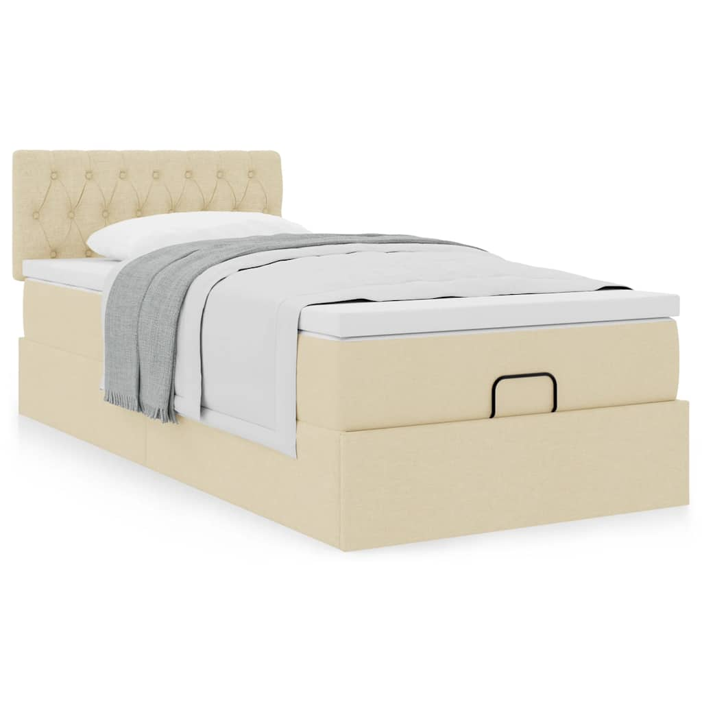 Ottoman-Bett mit Matratze Creme 90×190 cm Stoff