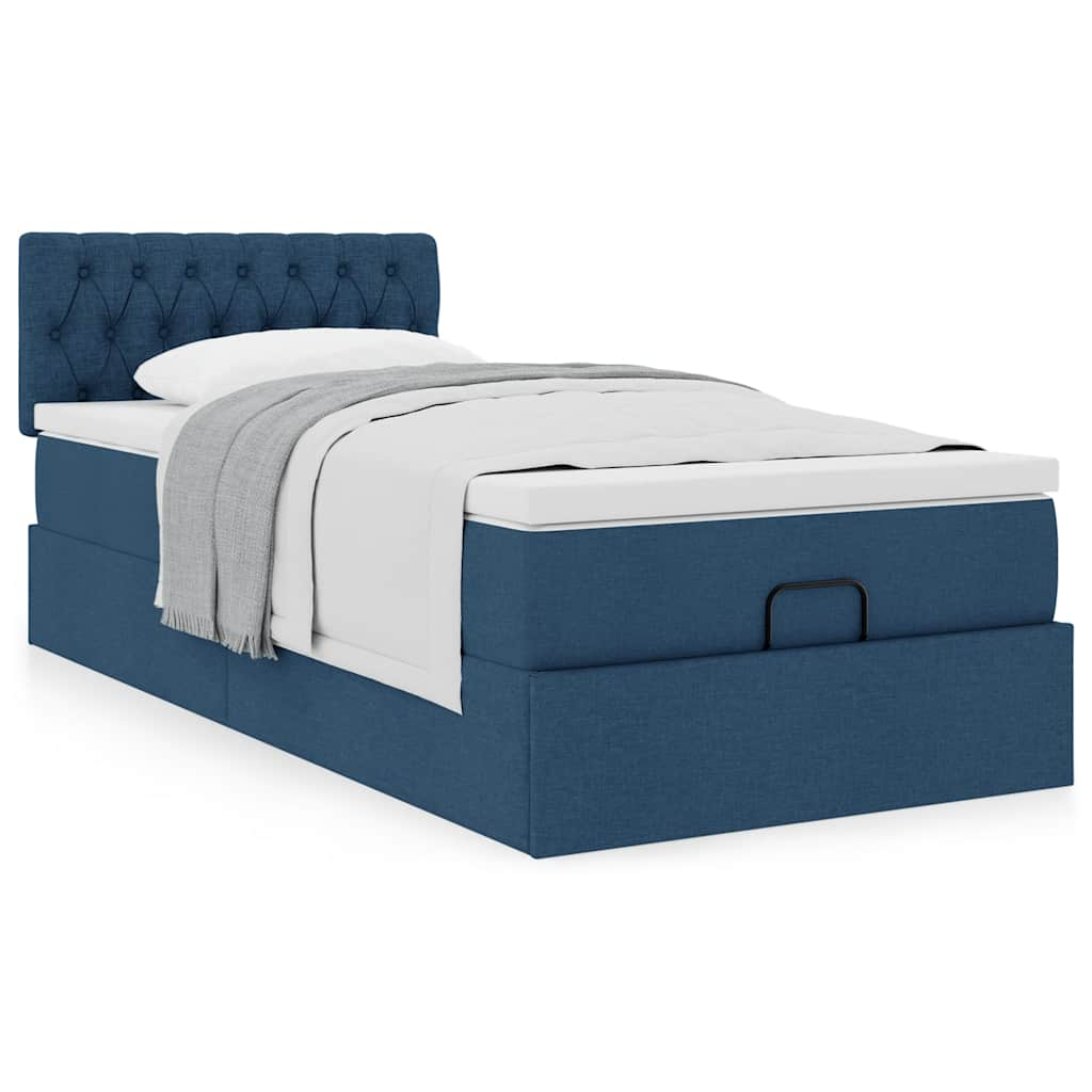 Ottoman-Bett mit Matratze Blau 90×190 cm Stoff