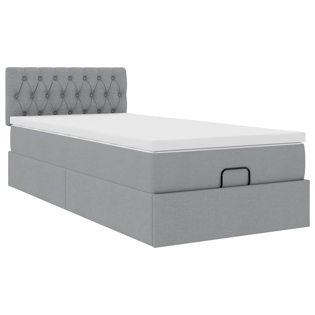 vidaXL Bed met matras 90x200 cm stof lichtgrijs grijs, foto 4