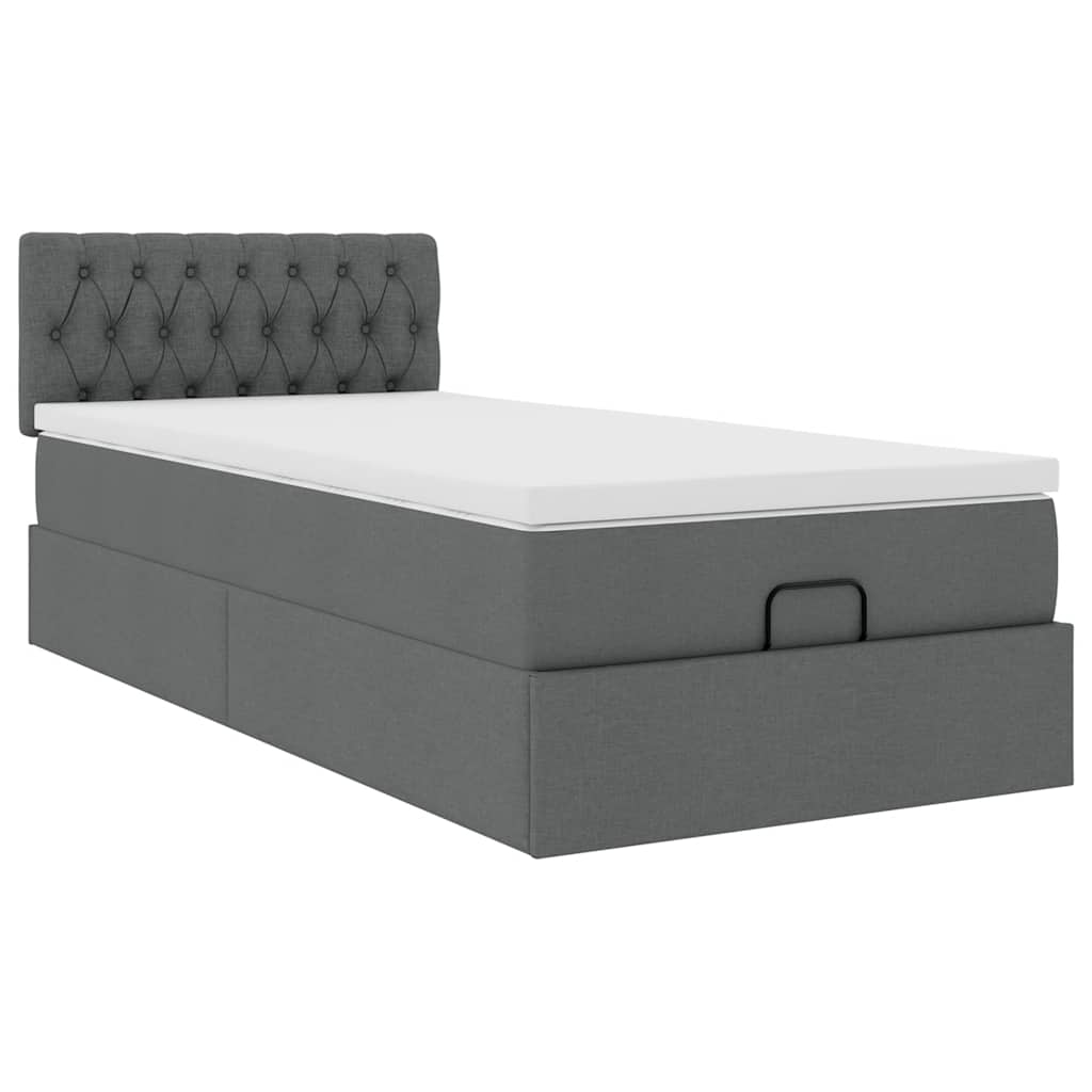 vidaXL Bed met matras 90x200 cm stof donkergrijs grijs, foto 4