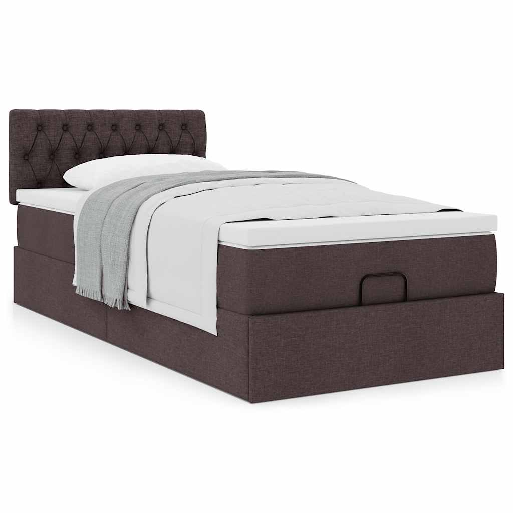 Ottoman-Bett mit Matratze Dunkelbraun 100×200 cm Stoff