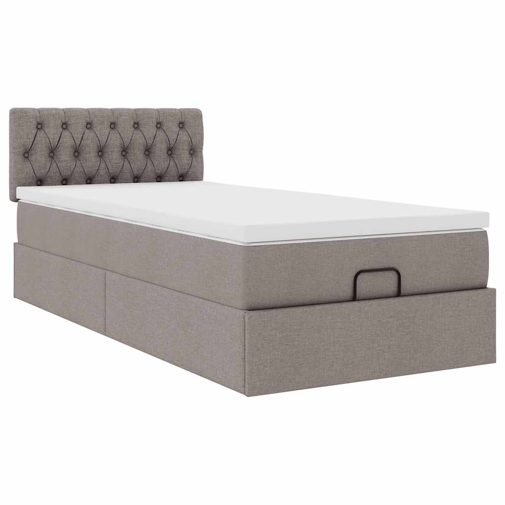vidaXL Bed met matras 100x200 cm stof taupe, foto 4