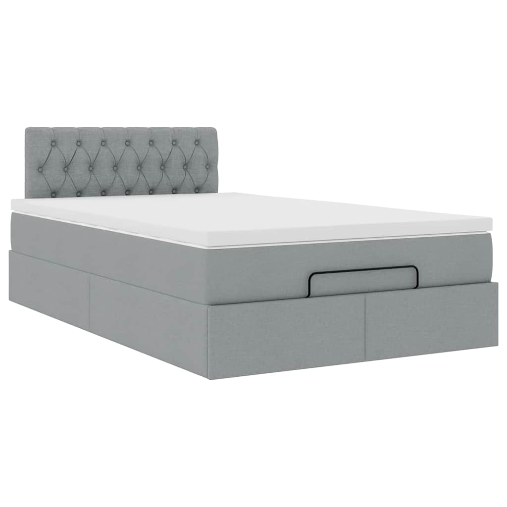 vidaXL Bed met matras 120x190 cm stof lichtgrijs grijs, foto 4
