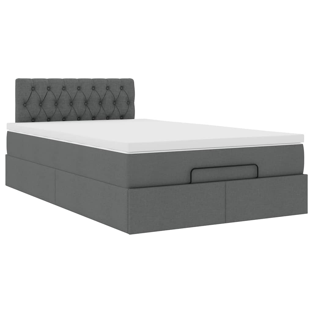 vidaXL Bed met matras 120x190 cm stof donkergrijs grijs, foto 4