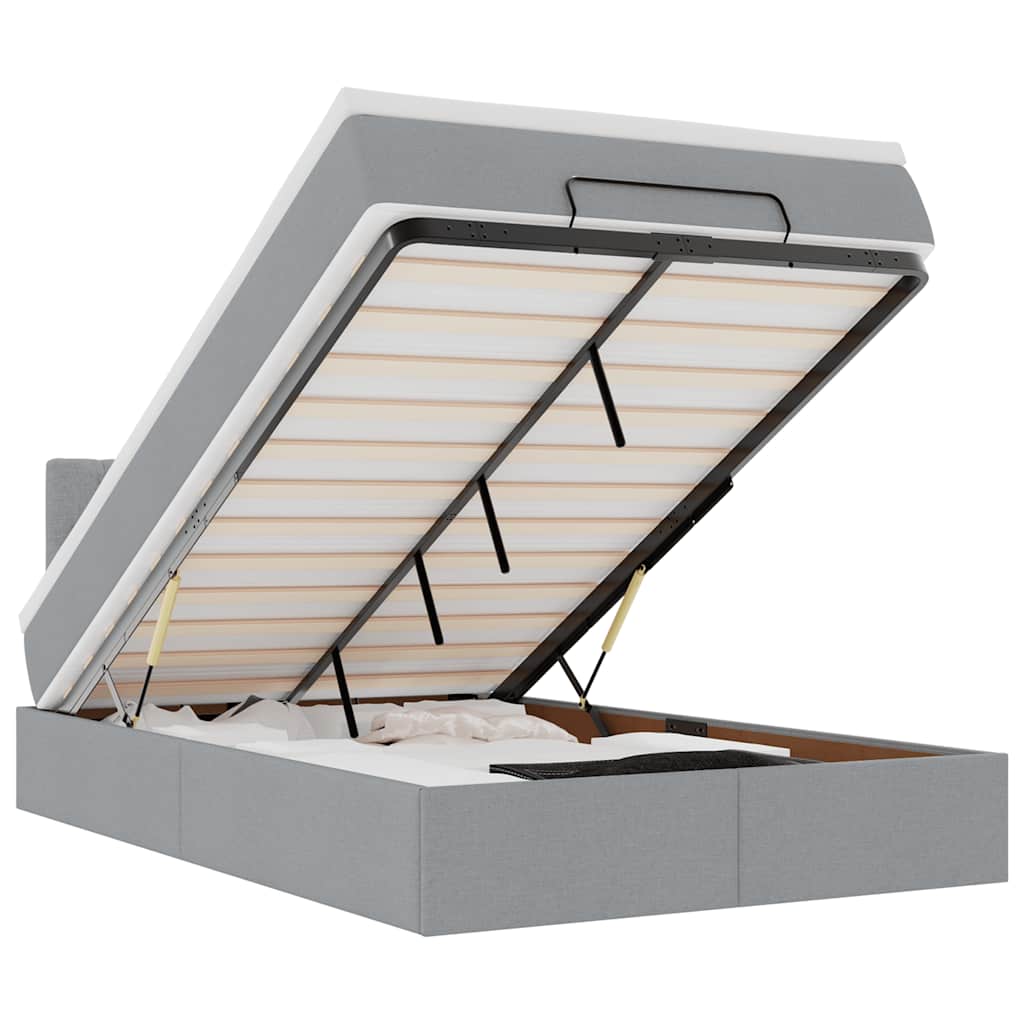 vidaXL Bed met matras 120x200 cm stof lichtgrijs grijs, foto 3