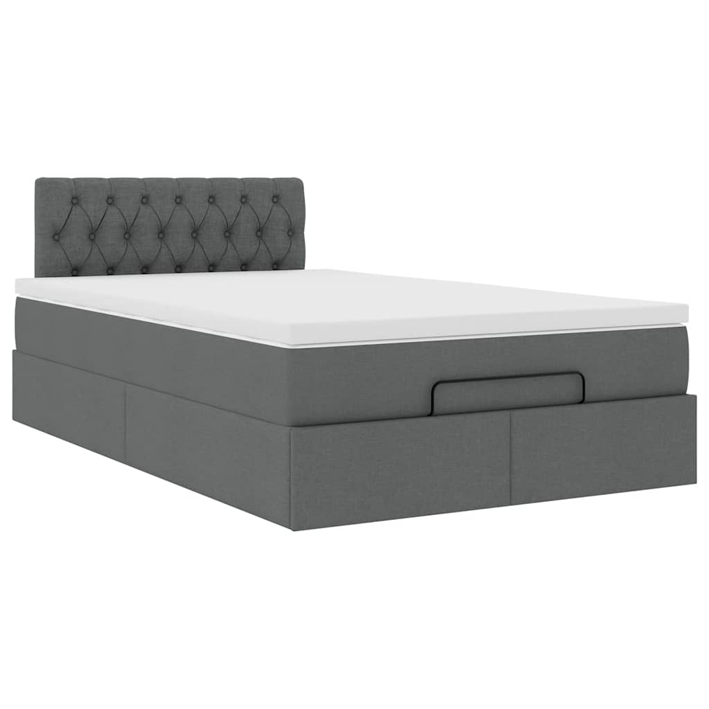 vidaXL Bed met matras 120x200 cm stof donkergrijs grijs, foto 4