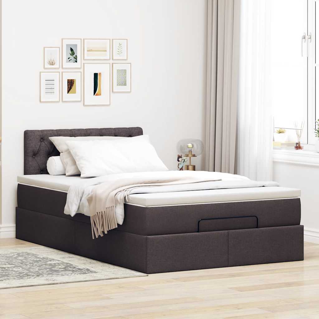 vidaXL Bed met matras 120x200 cm stof donkerbruin afbeelding