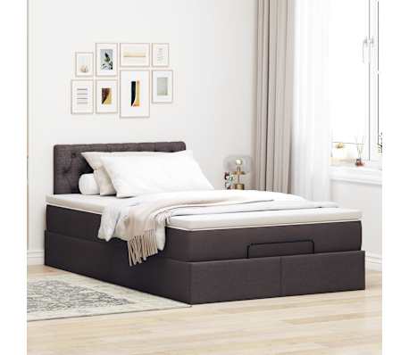 vidaXL Ottoman-Bett mit Matratze Dunkelbraun 120x200 cm Stoff