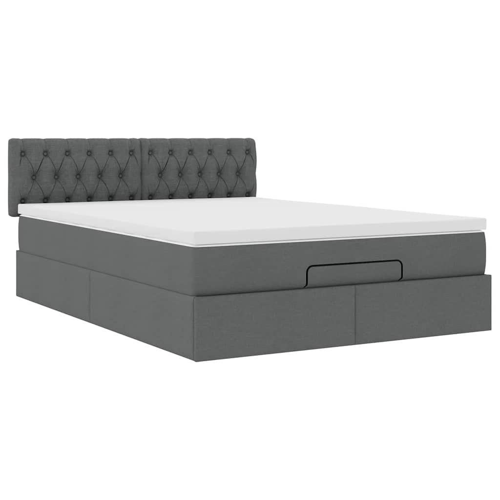 vidaXL Bed met matras 140x190 cm stof donkergrijs grijs, foto 4