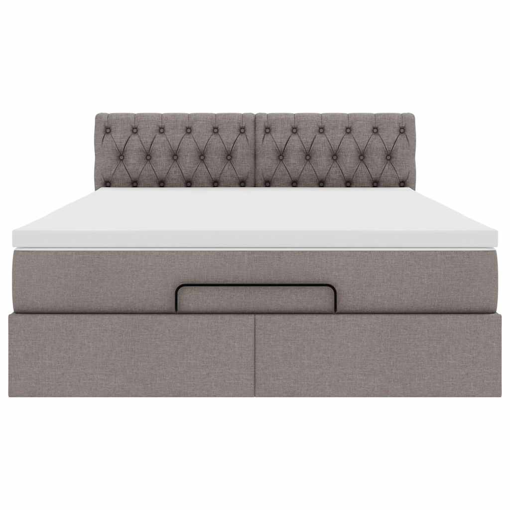 Osmanský postel s matrací taupe 140x190 cm textil - obrázek 7