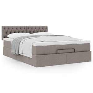 Osmanský postel s matrací taupe 140x190 cm textil - obrázek 4