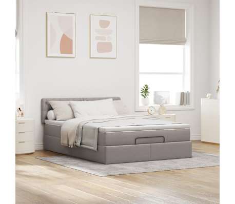 vidaXL Ottoman s&auml;ng med madrass taupe 140x200 cm tyg