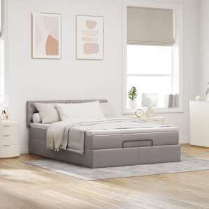 vidaXL Ottoman s&auml;ng med madrass taupe 140x200 cm tyg