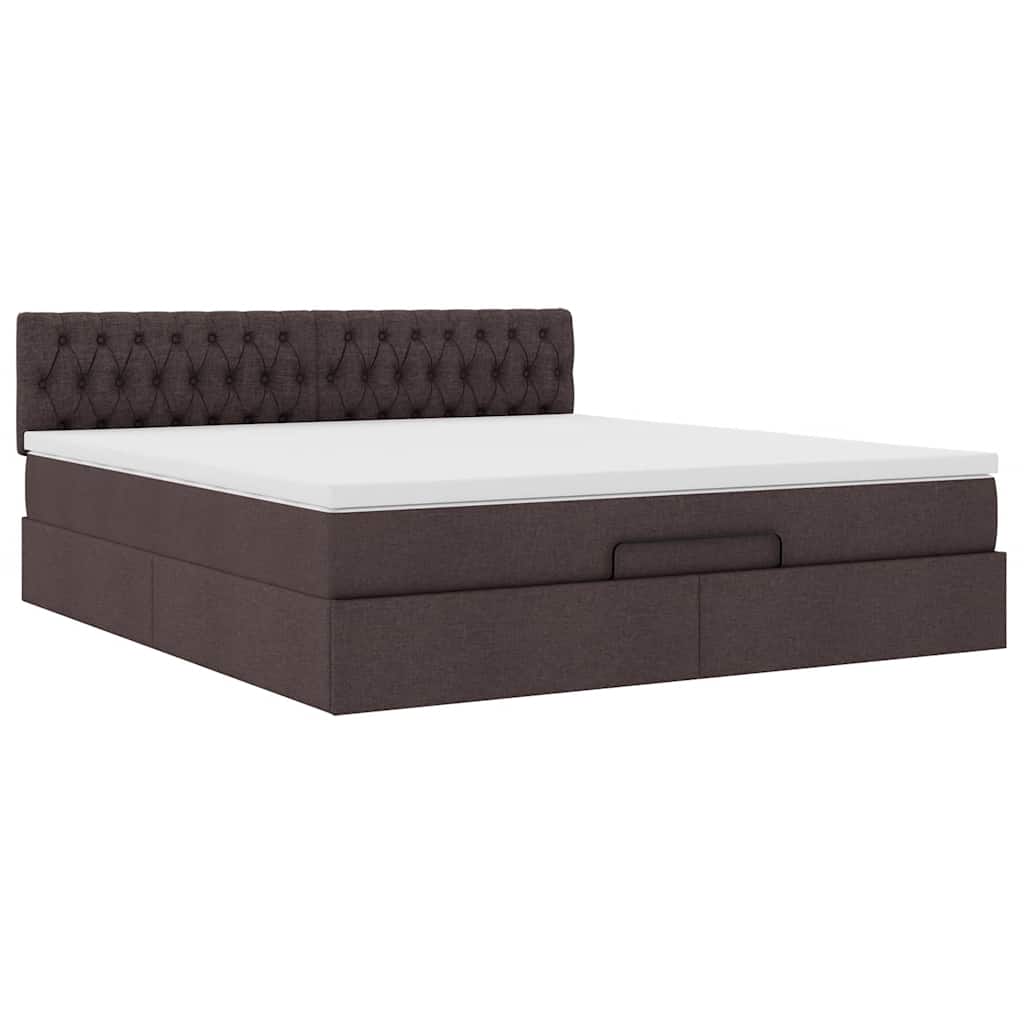 vidaXL Ottoman bed met matras 180x200cm stof donkerbruin bruin, foto 4