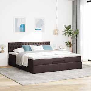 vidaXL Estrutura de cama otomana com colch&atilde;o 180x200cm castanho escuro