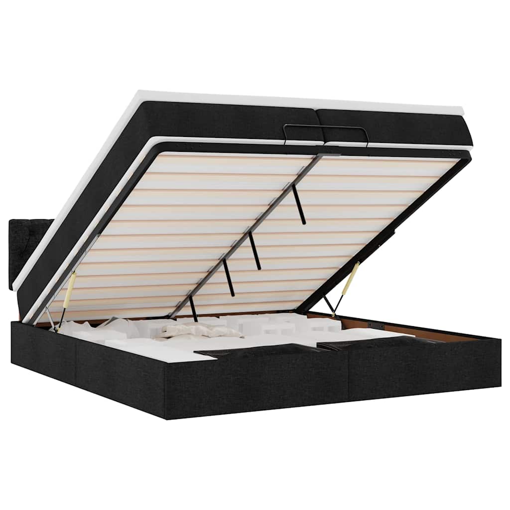 Thumbnail - vidaXL Ottoman-Bett mit Matratze Schwarz 200x200 cm Stoff