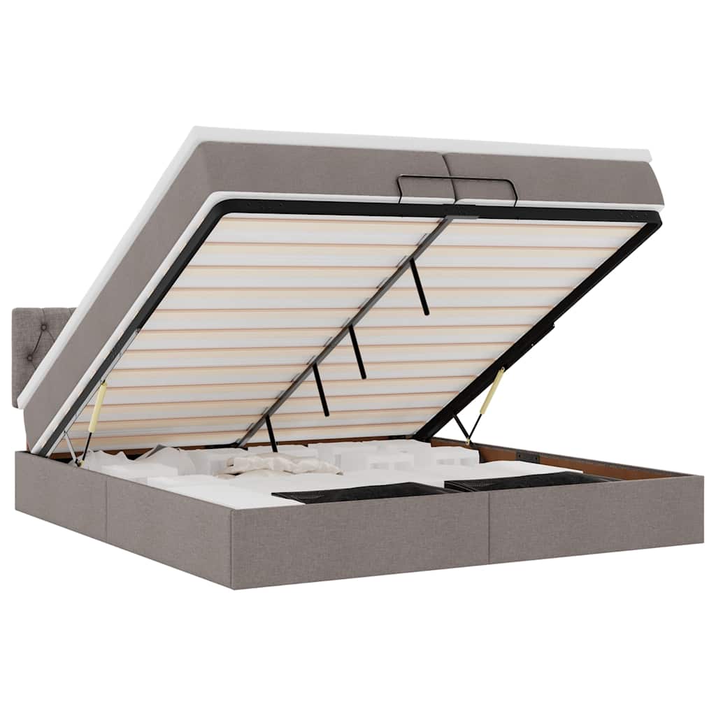 vidaXL Ottoman bed met matras 200x200 cm stof taupe, foto 3