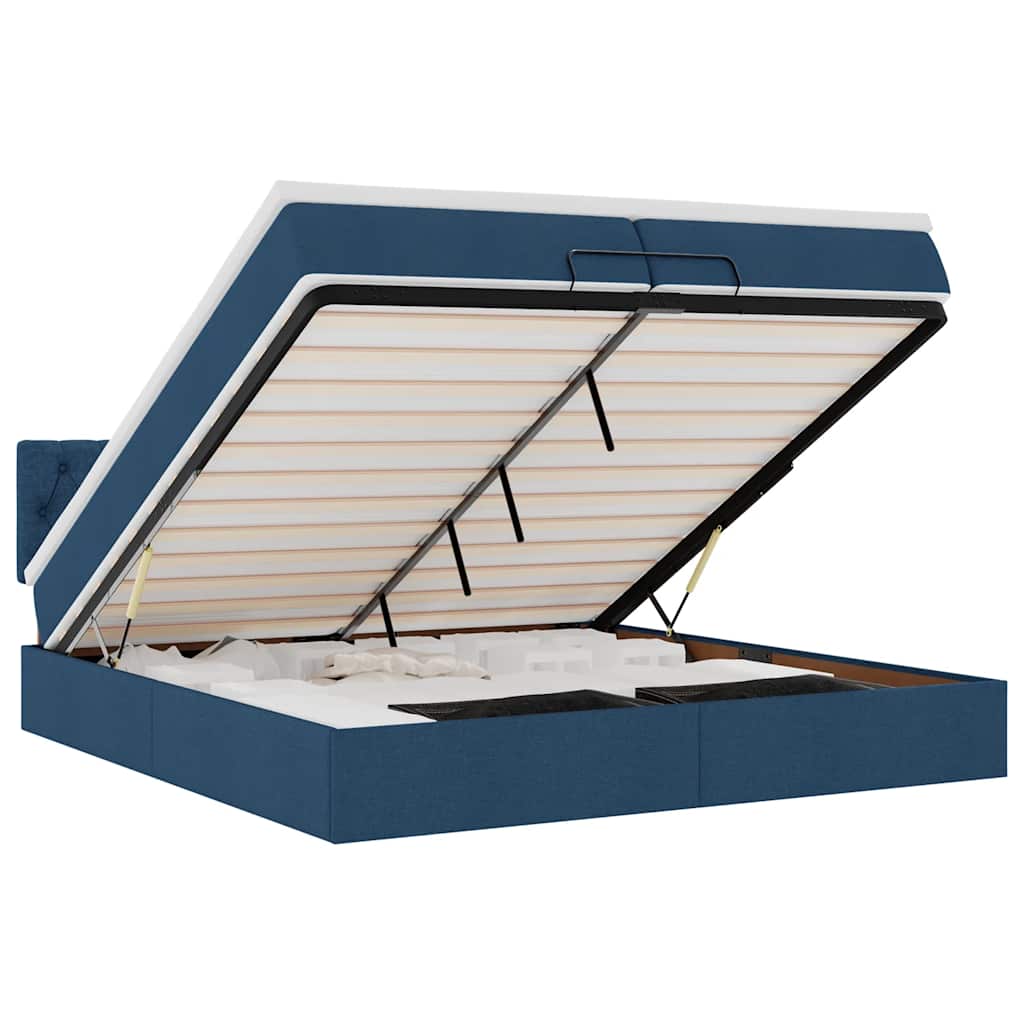Thumbnail - vidaXL Ottoman-Bett mit Matratze Blau 200x200 cm Stoff