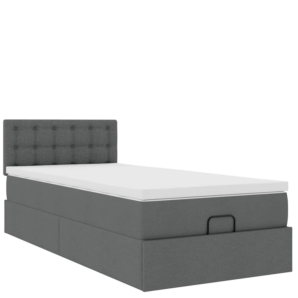 vidaXL Ottoman bed met matras 80x200cm stof donkergrijs grijs, foto 4