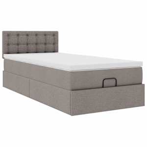 Osmanský rám postele s matrací taupe 80x200cm textil - obrázek 6